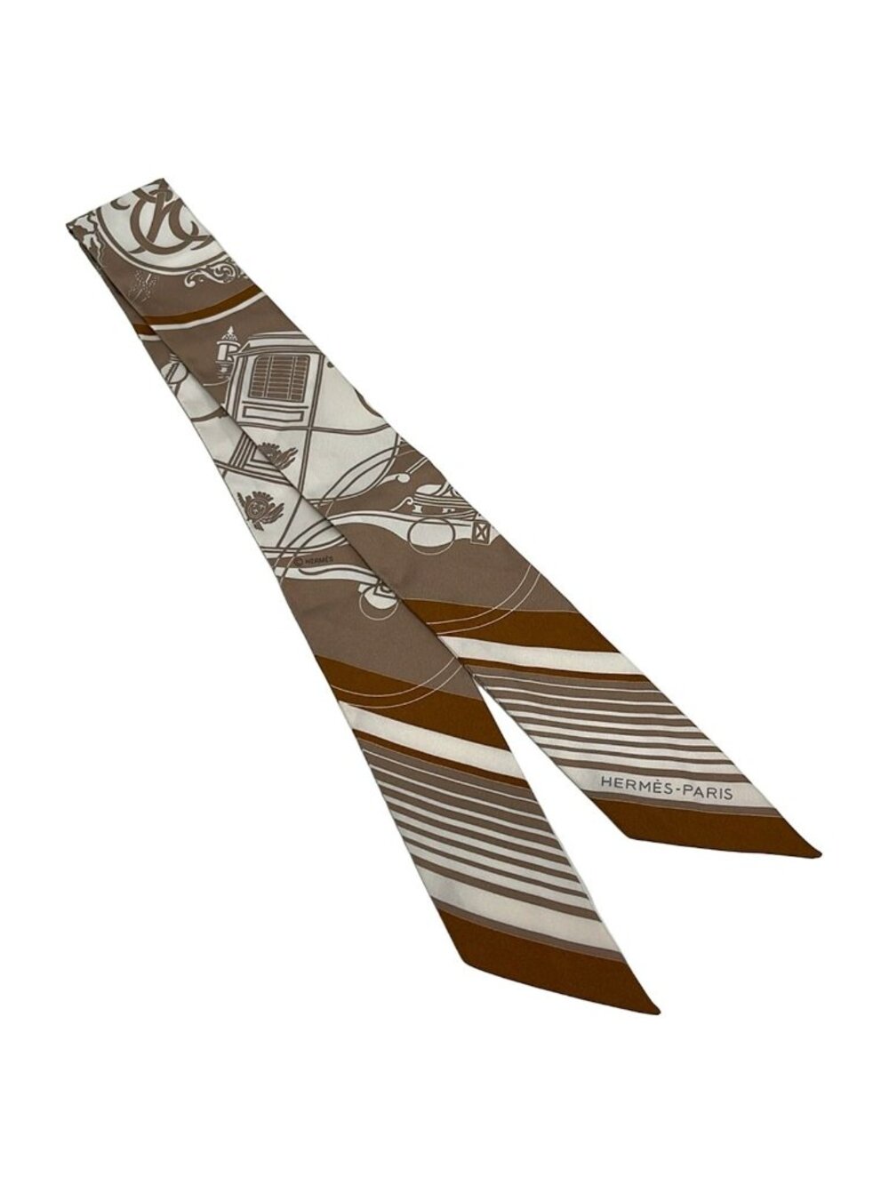 Hermes Scarf Twill Brown Multi Silk - Picture 4 of 4